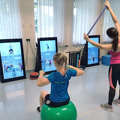 Patients exercise at the Pixformance Station